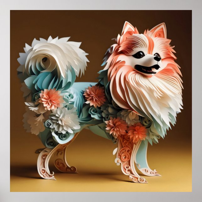 Paper Rococo Pomeranian Pastel Colours Poster (Front)