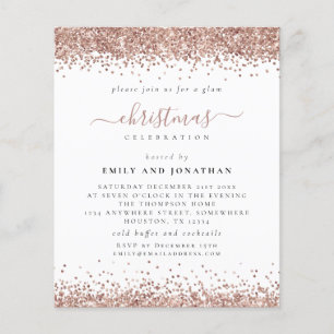 PAPER   Rose Gold Glitter Christmas Party Invite
