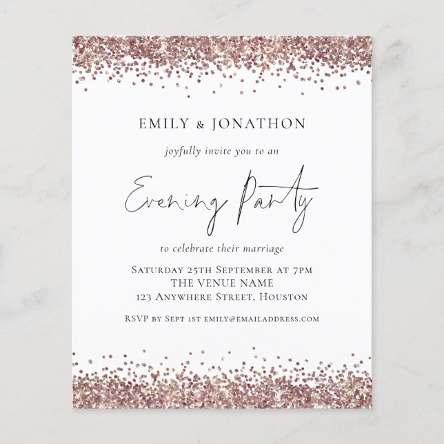 PAPER| Rose Gold Glitter Evening Invite Flyer (Front)
