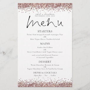 PAPER Rose Gold Glitter Script Wedding Menu