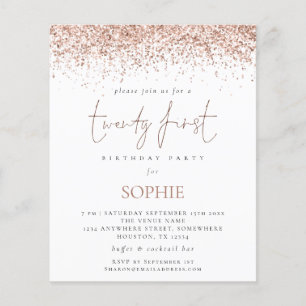 PAPER Rose Gold Glitter Twenty First Party Invite
