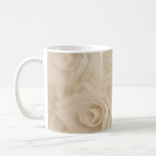 Paper Roses Sepia Coffee Mug (Left)