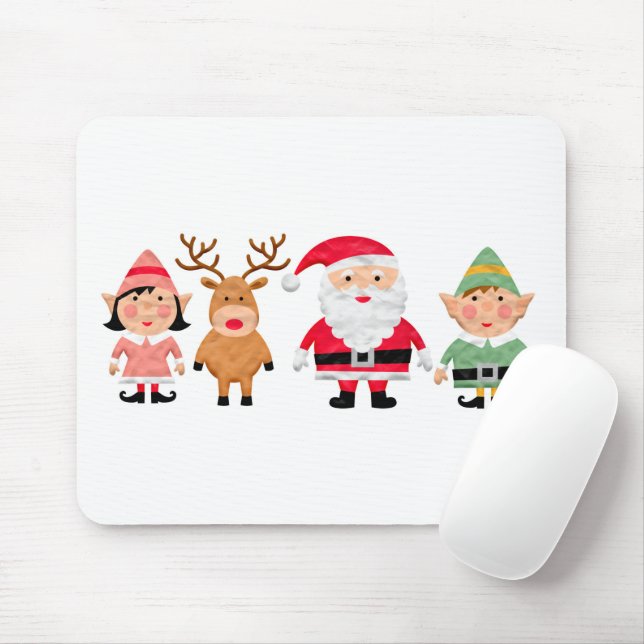 Paper Santa Claus and Friends Mouse Pad (With Mouse)