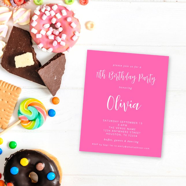PAPER | Script Hot Pink 11th Birthday Party (value paper alternative)