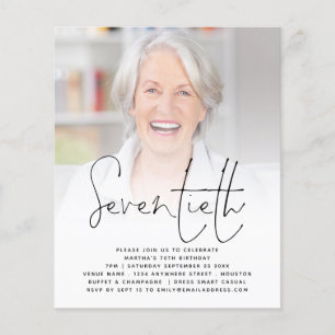 PAPER Script Photo 70th Birthday Party Invitation