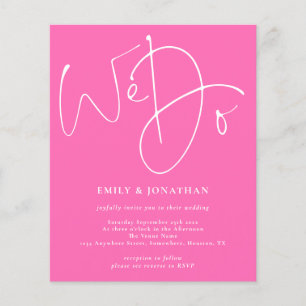 PAPER Script We Do Hot Pink Wedding Invitation