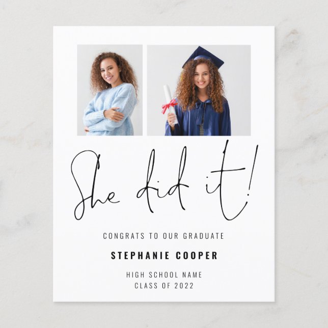 PAPER She Did It  2 Photo 2023 Grad Announcement (Front)