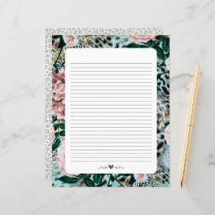 Paper Sheet, Lined Writing Paper, Leopard Print,