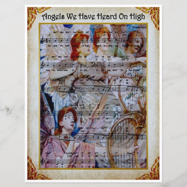 Paper Sheet Music Art-Angels We Have Heard On High (Front)