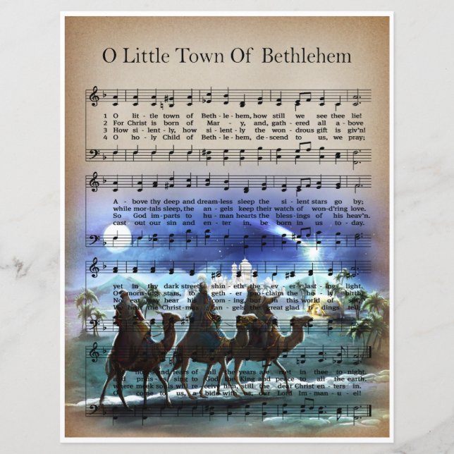 Paper Sheet Music Art-O Little Town Of Bethlehem (Front)