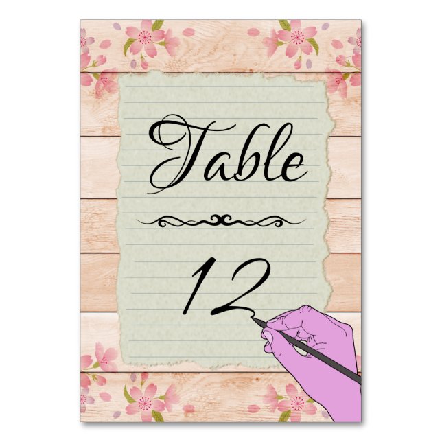 Paper sheet table number (Front)