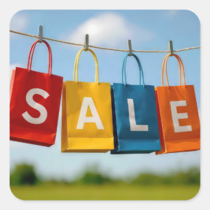 Paper Shopping Bags Sale On Line Square Sticker
