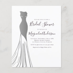 PAPER Silver Foiil Dress Bridal Shower Invitation