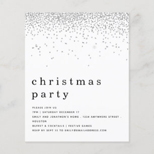 PAPER   Silver Glitter Christmas Party Invite