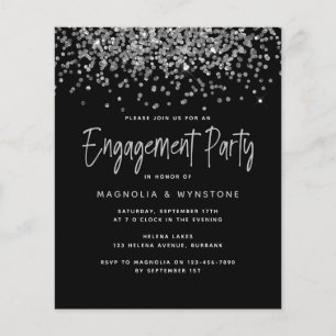 PAPER Silver Glitter Engagement Party Invitation