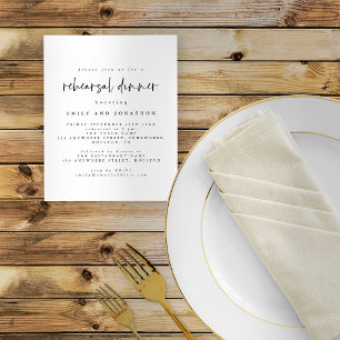 PAPER   Simple Black White Rehearsal Dinner Invite