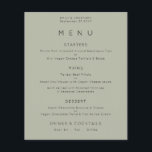 PAPER | Simple Pale Sage Green Wedding Menu<br><div class="desc">Simple Pale Sage Green Wedding Menu. A great value PAPER (not card) alternative WITHOUT ENVELOPES at SMALLER size 4.5” x 5.6” and at a budget price. You can also change the font style and colours and the background colours on the front and back if you wish via the Click to...</div>