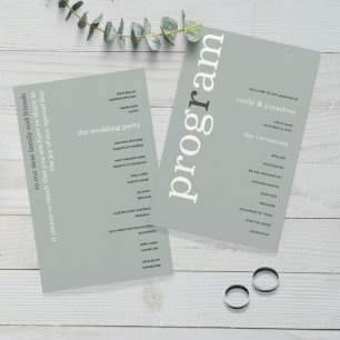 PAPER Simple Sage Ivory Text Wedding Program