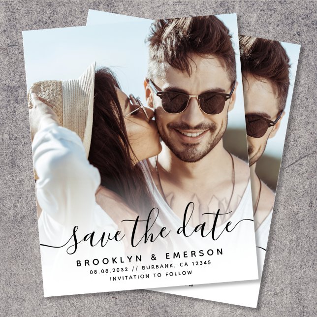 PAPER Simple Script Photo Wedding Save the Date (Creator Uploaded)