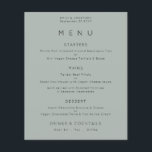 PAPER | Simple Silvery Sage Green Wedding Menu<br><div class="desc">Simple Silvery Sage Green Wedding Menu. A great value PAPER (not card) alternative WITHOUT ENVELOPES at SMALLER size 4.5” x 5.6” and at a budget price. You can also change the text style and colours and the background colours on the front and back if you wish via the Click to...</div>