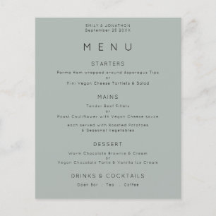 PAPER   Simple Silvery Sage Green Wedding Menu