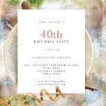 PAPER Simple Text Blush 40th Birthday Invitation<br><div class="desc">PAPER Simple Text Blush 40th Birthday Invitation. A fully customisable,  value for money PAPER,  not card,  smaller 4.5 x 5.6 inch alternative supplied WITHOUT envelopes (A6 are the closest size to fit).</div>