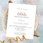 PAPER Simple Text Blush 60th Birthday Invitation<br><div class="desc">PAPER Simple Text Blush 60th Birthday Invitation. A fully customisable,  value for money PAPER,  not card,  smaller 4.5 x 5.6 inch alternative supplied WITHOUT envelopes (A6 are the closest size to fit).</div>