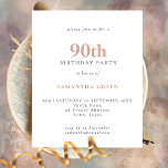 PAPER Simple Text Blush 90th Birthday Invitation<br><div class="desc">Budget Simple Text Blush 90th Birthday Invitation. A value for money PAPER,  not card,  smaller 4.5 x 5.6 inch alternative supplied WITHOUT envelopes (A6 are the closest size to fit).</div>