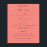 PAPER | Simple Text Coral Rose Pink Wedding Menu<br><div class="desc">Simple Text Coral Rose Pink Wedding Menu. A great value PAPER (not card) alternative WITHOUT ENVELOPES at SMALLER size 4.5” x 5.6” and at a budget price. You can also change the font style and colors and the background colors on the front and back if you wish via the Click...</div>