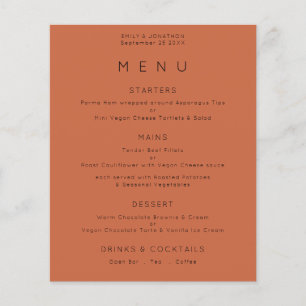 PAPER   Simple Text Terracotta Wedding Menu