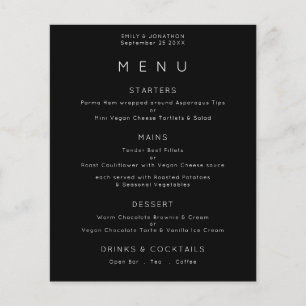 PAPER   Simple Text White Black Wedding Menu