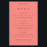 PAPER | Simple Typography Coral Rose Wedding Menu<br><div class="desc">Simple Typography Coral Rose Pink Wedding Menu. A great value PAPER (not card) alternative WITHOUT ENVELOPES at a budget price. You can also change the font style and colors and the background colors on the front and back if you wish via the Click to Customize Further option.</div>