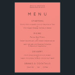 PAPER | Simple Typography Coral Rose Wedding Menu<br><div class="desc">Simple Typography Coral Rose Pink Wedding Menu. A great value PAPER (not card) alternative WITHOUT ENVELOPES at a budget price. You can also change the font style and colors and the background colors on the front and back if you wish via the Click to Customize Further option.</div>