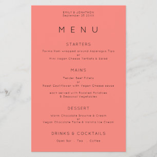 PAPER   Simple Typography Coral Rose Wedding Menu