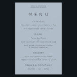 PAPER Simple Typography Dusty Blue Wedding Menu<br><div class="desc">Simple Typography Dusty Blue Wedding Menu. A great value PAPER (not card) alternative WITHOUT ENVELOPES at a budget price.  You can also change the font style and colors and the background colors on the front and back if you wish via the Click to Customize Further option.</div>