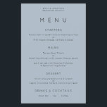 PAPER Simple Typography Dusty Blue Wedding Menu<br><div class="desc">Simple Typography Dusty Blue Wedding Menu. A great value PAPER (not card) alternative WITHOUT ENVELOPES at a budget price.  You can also change the font style and colors and the background colors on the front and back if you wish via the Click to Customize Further option.</div>