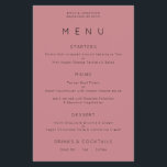 PAPER | Simple Typography Dusty Rose Wedding Menu<br><div class="desc">Simple Typography Dusty Rose Wedding Menu. A great value PAPER (not card) alternative WITHOUT ENVELOPES at a budget price. You can also change the font style and colors and the background colors on the front and back if you wish via the Click to Customize Further option.</div>