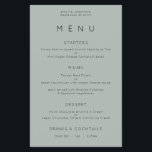 PAPER Simple Typography Silvery Sage Wedding Menu<br><div class="desc">Simple Typography Silvery Sage Wedding Menu. A great value PAPER (not card) alternative WITHOUT ENVELOPES at a budget price.  You can also change the text style and colours and the background colours on the front and back if you wish via the Click to Customise Further option.</div>