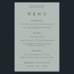 PAPER Simple Typography Silvery Sage Wedding Menu<br><div class="desc">Simple Typography Silvery Sage Wedding Menu. A great value PAPER (not card) alternative WITHOUT ENVELOPES at a budget price.  You can also change the text style and colours and the background colours on the front and back if you wish via the Click to Customise Further option.</div>