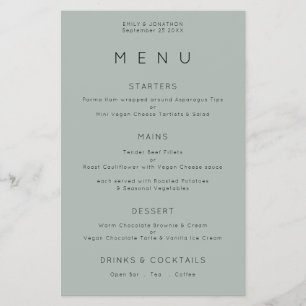 PAPER Simple Typography Silvery Sage Wedding Menu