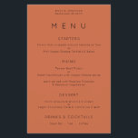 PAPER | Simple Typography Terracotta Wedding Menu<br><div class="desc">Simple Typography Terracotta Wedding Menu. A great value PAPER (not card) alternative WITHOUT ENVELOPES at a budget price. You can also change the font style and colours and the background colours on the front and back if you wish via the Click to Customise Further option.</div>
