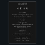 PAPER | Simple Typography White Black Wedding Menu<br><div class="desc">Simple Typography White Black Wedding Menu. A great value PAPER (not card) alternative WITHOUT ENVELOPES at a budget price.  You can change the font style and colors and the background colors on the front and back if you wish via the Click to Customize Further option.</div>