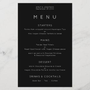 PAPER Simple Typography White Black Wedding Menu