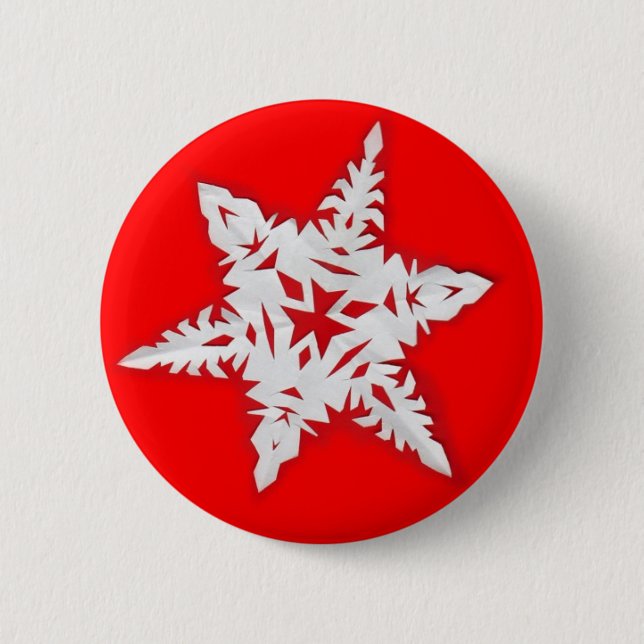Paper Snowflake 6 Cm Round Badge (Front)