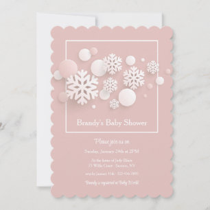 Paper Snowflakes Baby Shower Pink Invitation