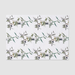 Paper soothes with watercolor of olive tree branch