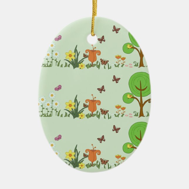 Paper Spring Ceramic Ornament (Front)