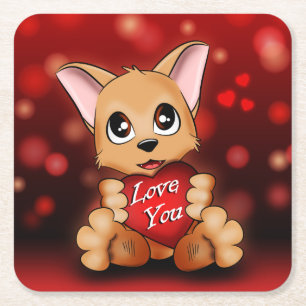 Paper Square Underpants The puppy loves you Coaster