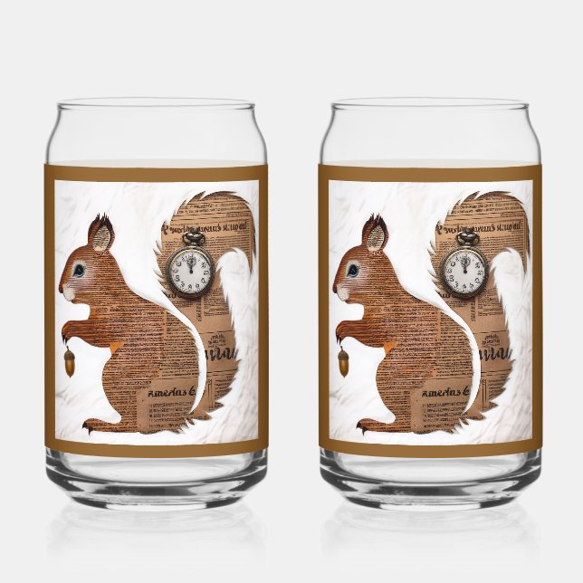 Paper Squirrel Soda Glass (Front)