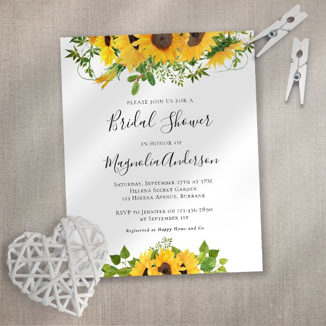 PAPER Sunflower Bridal Shower Brunch Invitation (Creator Uploaded)